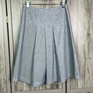 Talbots pleated salt and pepper pleated denim midi skirt women's 4